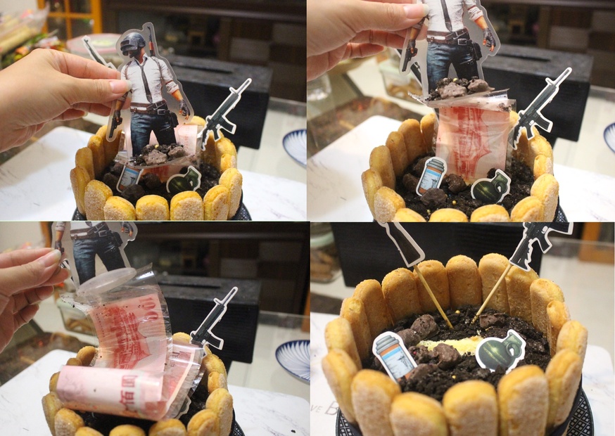 【烘焙 抽錢蛋糕】超夯抖音抽錢蛋糕自己DIY。環保簡易機關+拜拜蛋糕+淘寶蛋糕裝飾品