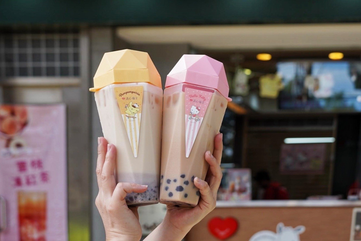 清心福全,珍珠奶茶手搖飲,桃園好喝,手搖飲,三麗鷗聯名,清心福全三麗鷗,珍珠琥珀黑糖鮮奶,相思紅豆奶茶,茶凍奶綠,隱藏版,名恰好瓶2.0,環保杯,美食