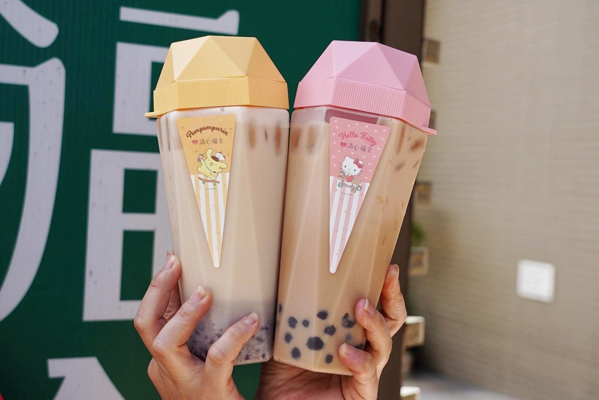 清心福全,珍珠奶茶手搖飲,桃園好喝,手搖飲,三麗鷗聯名,清心福全三麗鷗,珍珠琥珀黑糖鮮奶,相思紅豆奶茶,茶凍奶綠,隱藏版,名恰好瓶2.0,環保杯,美食