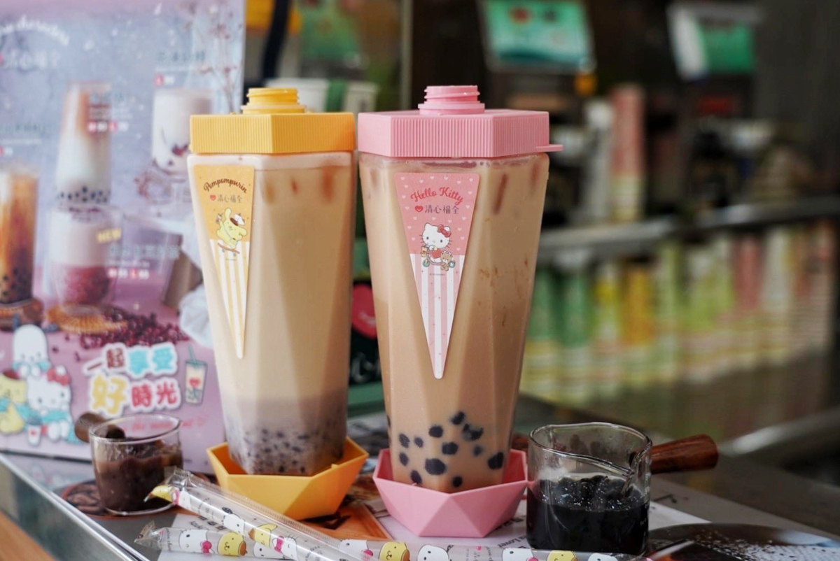 清心福全,珍珠奶茶手搖飲,桃園好喝,手搖飲,三麗鷗聯名,清心福全三麗鷗,珍珠琥珀黑糖鮮奶,相思紅豆奶茶,茶凍奶綠,隱藏版,名恰好瓶2.0,環保杯,美食