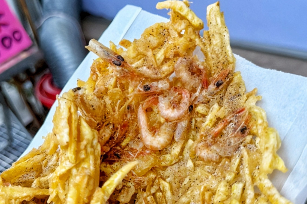 搶鮮炸地瓜蝦餅