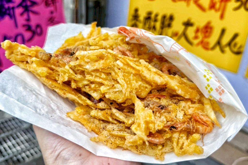搶鮮炸地瓜蝦餅